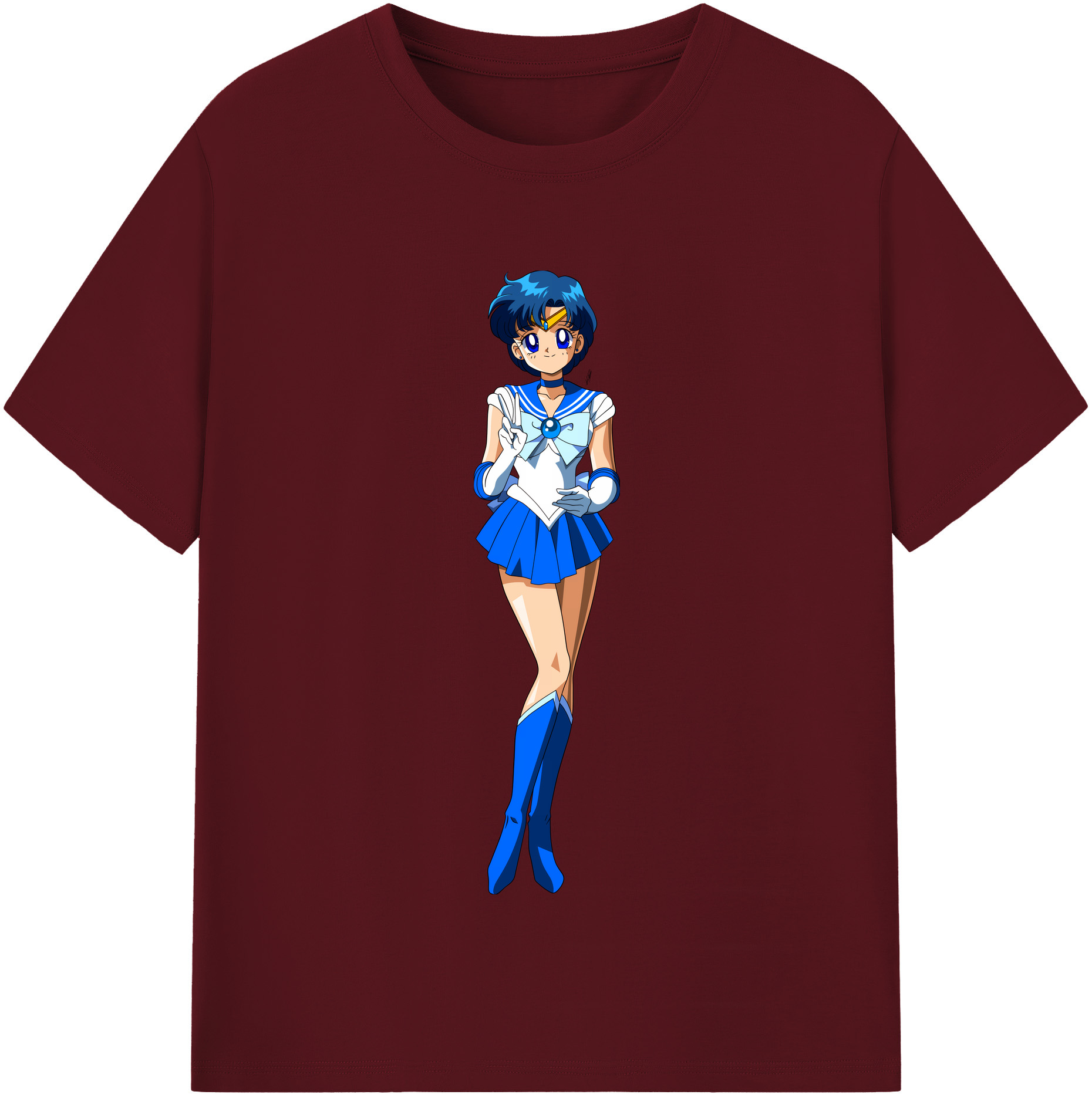 （画像用） 美少女戦士セーラームーン 水野 亜美 みずの あみ Sailor Moon Mizuno Ami 綿100％半袖Tシャツ（フロントプリント）